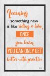 A quote about learning something new is written in orange.