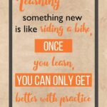 A quote about learning something new is written in orange.