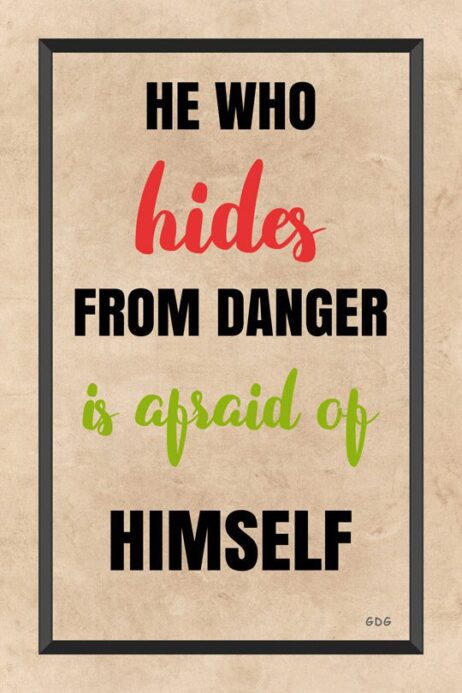 A quote is written in black and red.