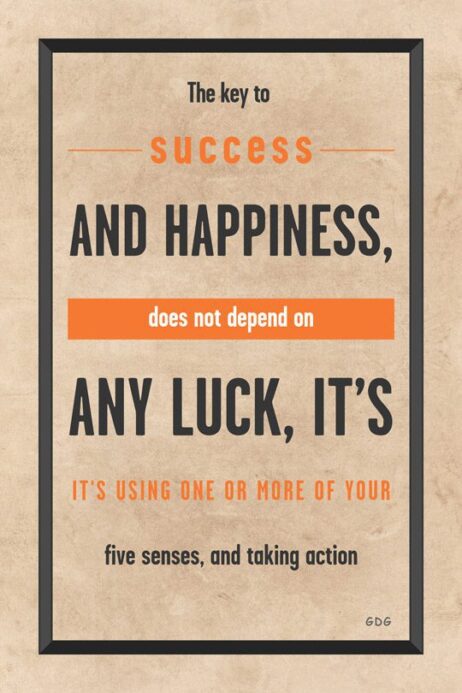 A poster with the words success and happiness