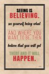 A poster with the words believe, believing and seeing.