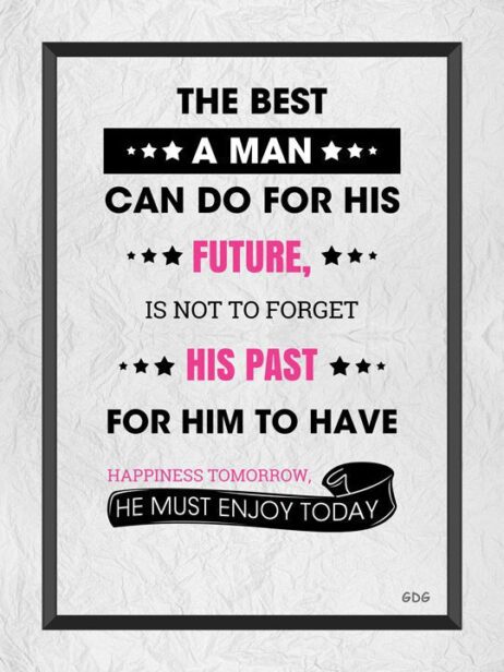 A poster with the words " the best man can do for his future is not to forget his past."