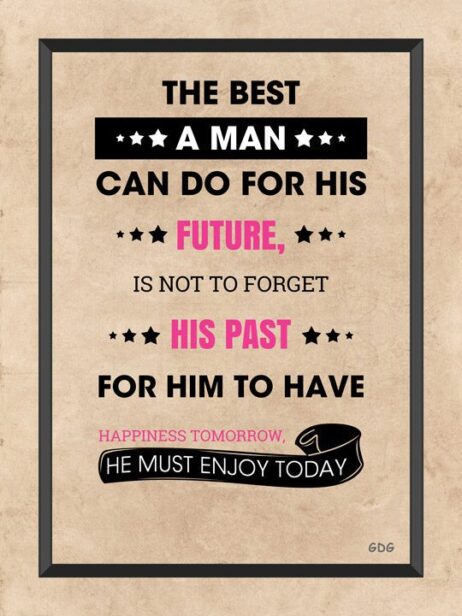 A poster with the words " the best man can do for his future is not to forget his past."