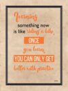A poster with an orange and white quote.