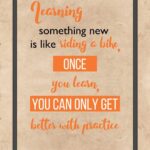 A poster with an orange and white quote.