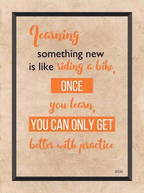 A poster with an orange and white quote.