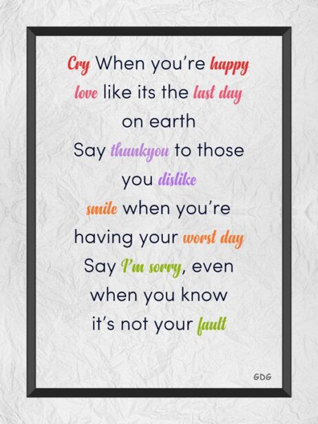 A poster with the words cry when you 're happy
