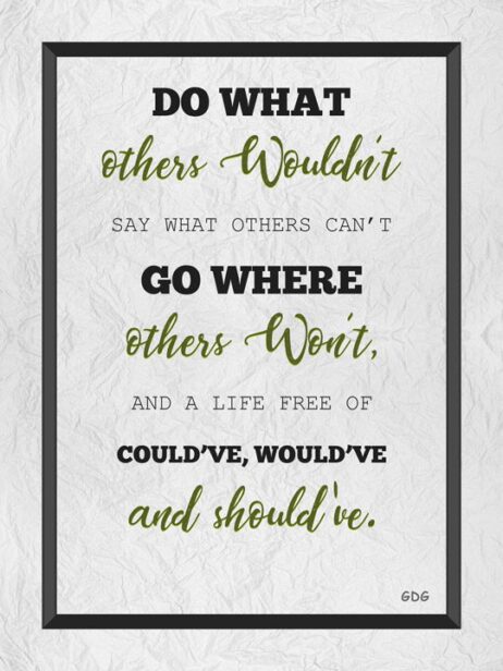 A quote is written in black and green.