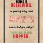 A poster with the words seeing is believing.
