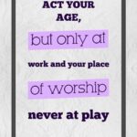 A purple and white poster with some words