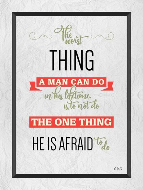 A quote is written in black and red.