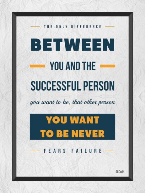 A quote about failure is displayed on the wall.