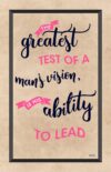 A quote about vision and leadership written in calligraphy.