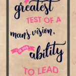 A quote about vision and leadership written in calligraphy.