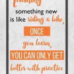 A quote about learning something new is written in orange.